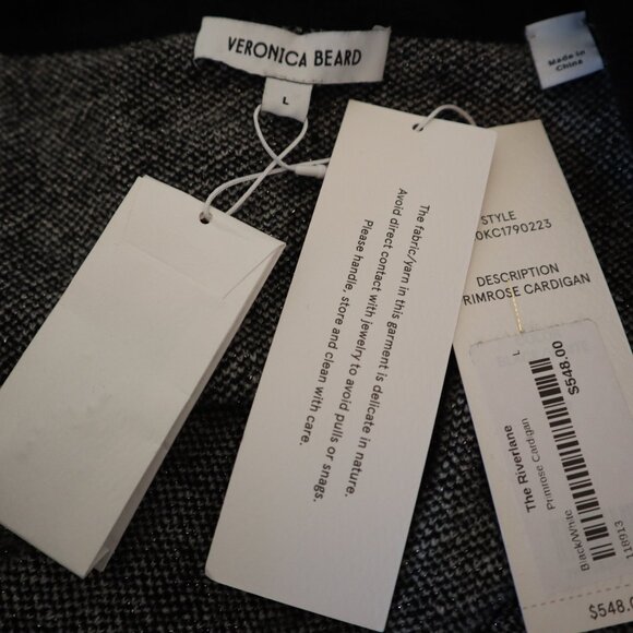 Veronica Beard Cardigan Sweater Primrose Houndstooth Size Large New Tag $548 - Picture 7 of 9